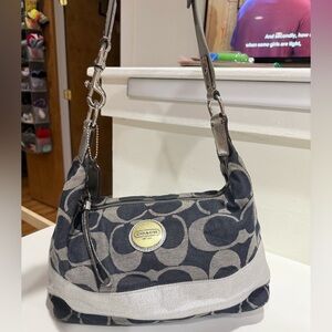 Coach Denim and Silver Shoulder Bag